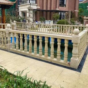 三明黄金麻花岗岩石材栏杆，扶手，将军柱，花瓶柱