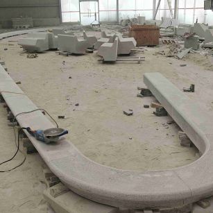 三明 芝麻白花岗岩弧形花坛石，坐凳石