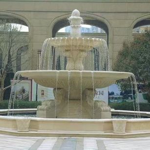 三明 黄金麻花岗岩异型加工——户外庭院石雕流水喷泉