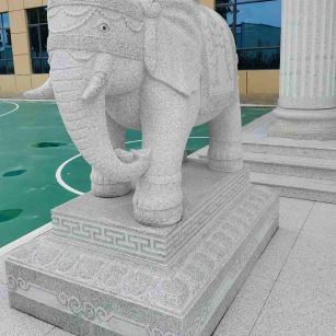 三明 白麻花岗岩动物异形石雕-大象