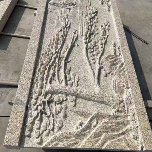 三明 黄金麻雕刻板浮雕迎客松