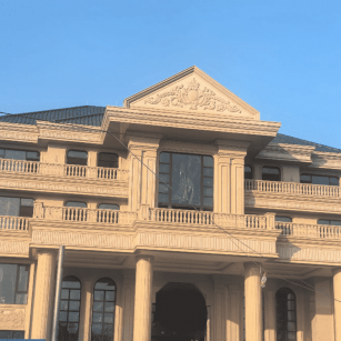 三明黄金麻别墅外墙干挂石材效果示例