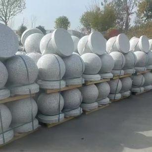 三明 白麻花岗岩石材圆球，石球，挡车球，隔离球，景观石球，风水球等