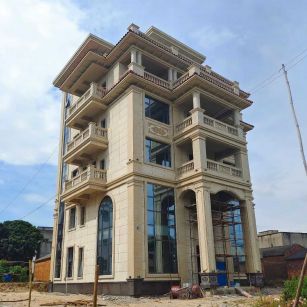 三明 黄金麻花岗岩石材别墅外墙干挂搭配（雕花栏杆花瓶柱门楼罗马柱）