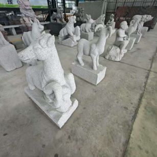 三明 芝麻白花岗岩造型立体雕刻——十二生肖