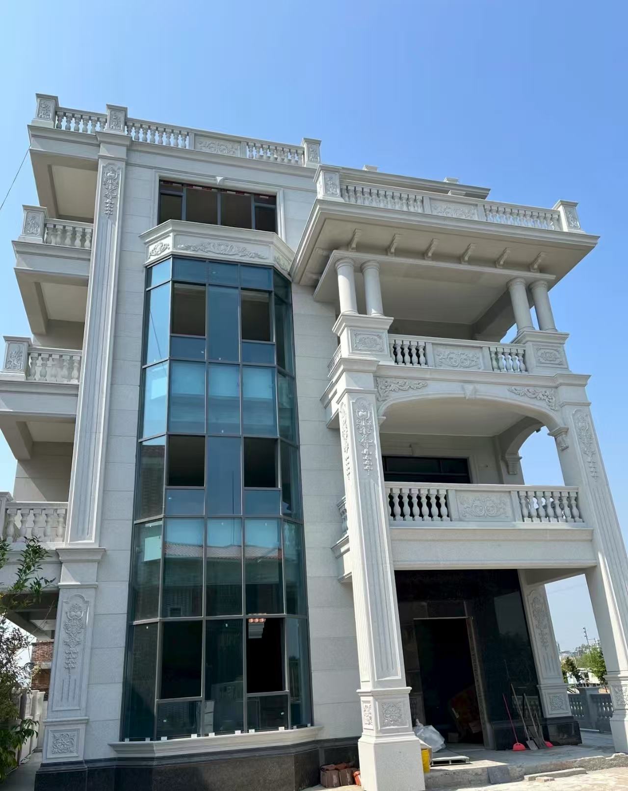 三明 白麻花岗岩别墅外墙干挂效果展示