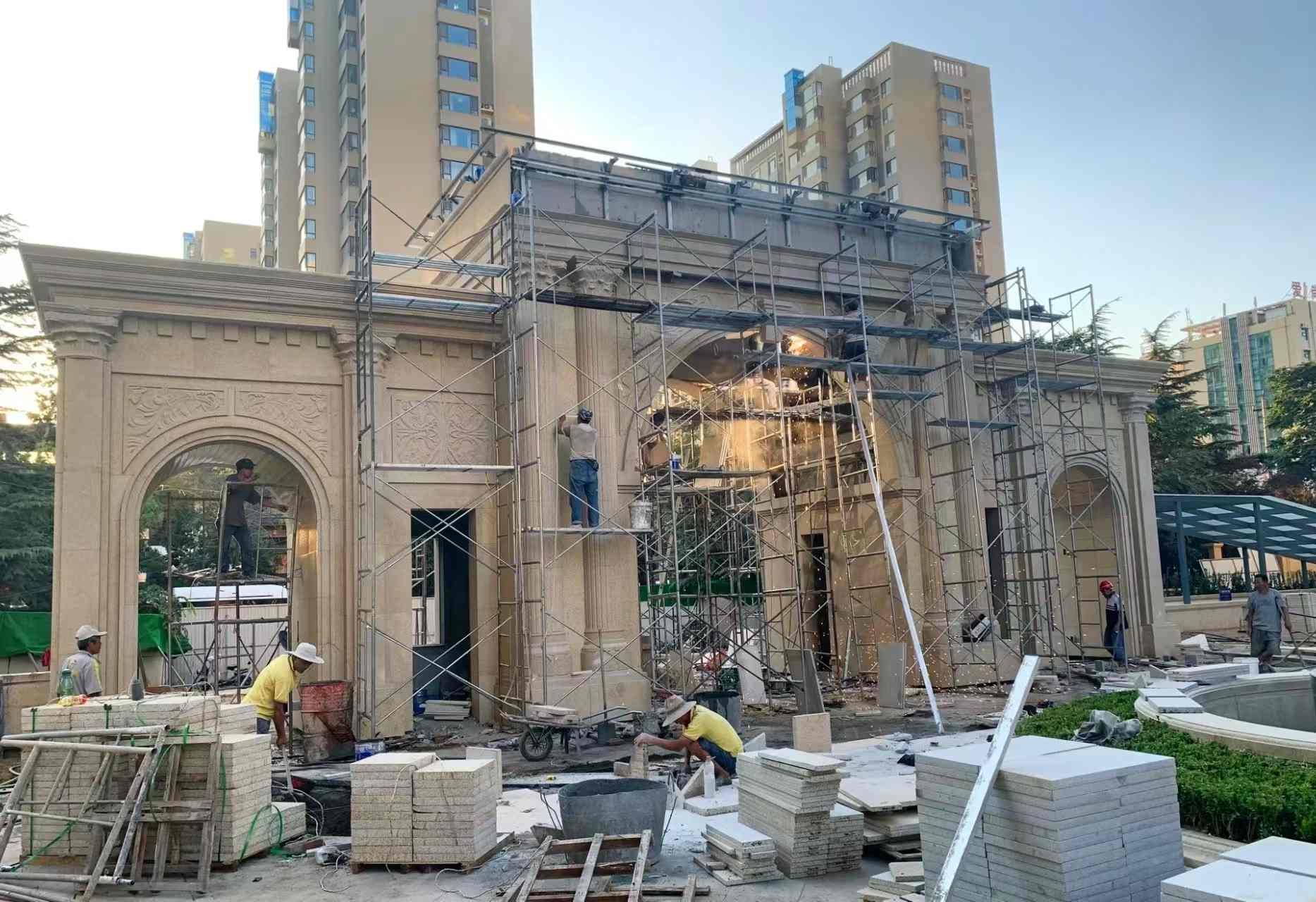 三明 黄金麻荔枝面花岗岩小区门楼外墙干挂