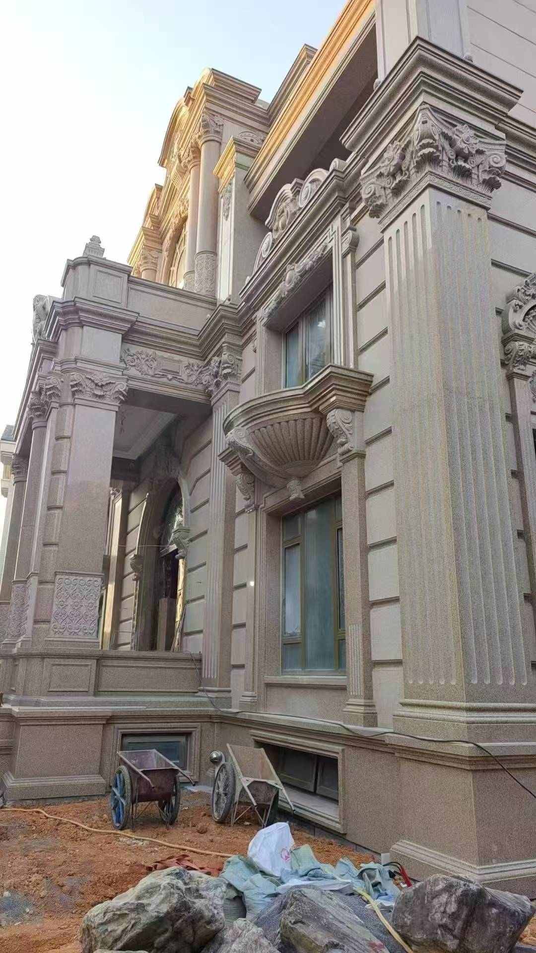 三明 黄金麻花岗岩光面别墅外墙干挂施工完成