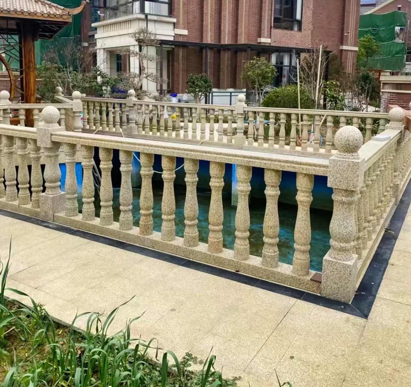 三明黄金麻花岗岩石材栏杆，扶手，将军柱，花瓶柱