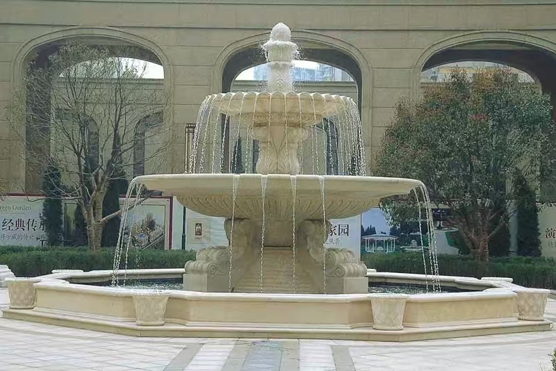 三明 黄金麻花岗岩异型加工——户外庭院石雕流水喷泉